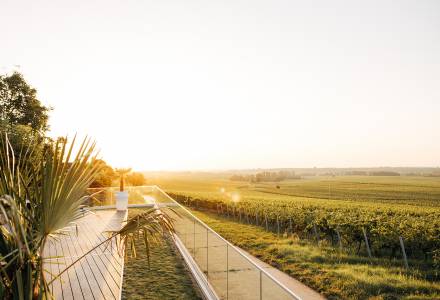 Sonnenaufgang vom Wellnessbereich des Leinsweiler Hofs