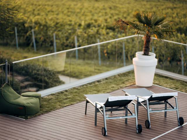 Wellness Aussenpool mit Blick auf die Weinreben