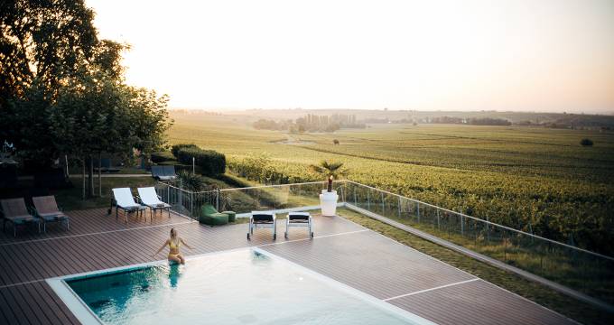 Aussenpool mit Panorama Leinsweiler Hof